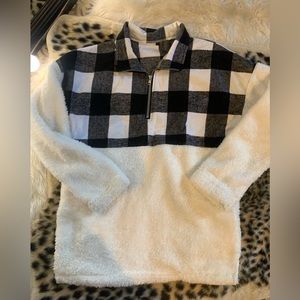 Buffalo plaid Sherpa pullover